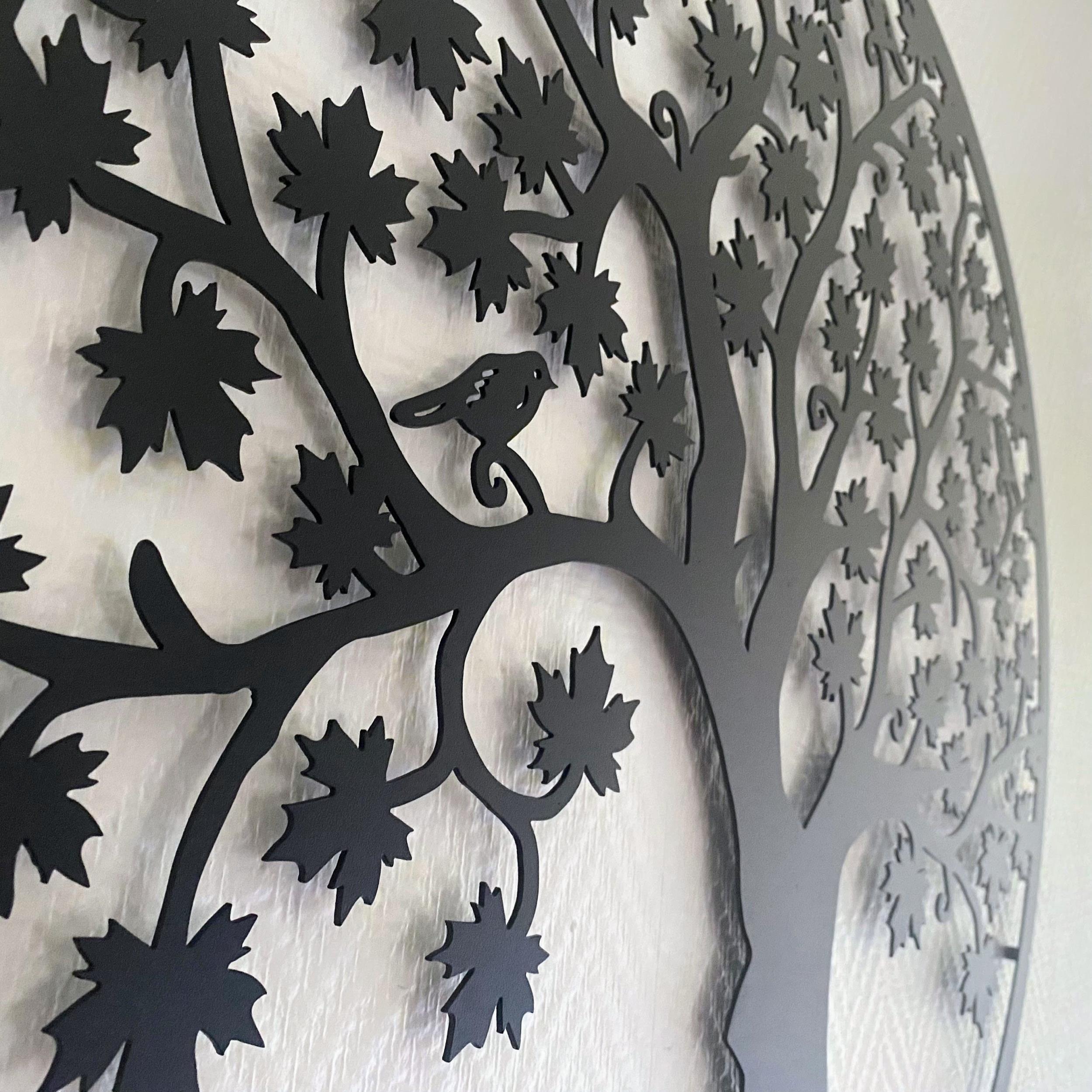 Metal Wall Art - Black - Tree Of Life 75x75 Cm – Texture Black