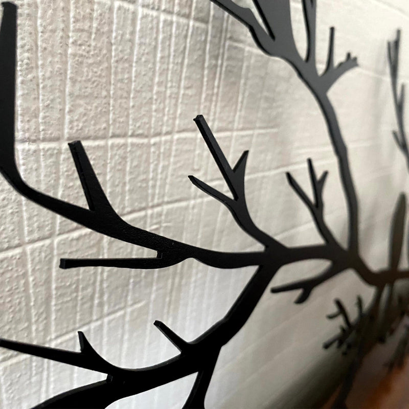 Close-up detail of the Birds on the Branch Metal Wall Art birds on a branch
