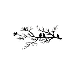 Metal Wall Art - Birds on the Branch 120x55 Cm – Texture Black