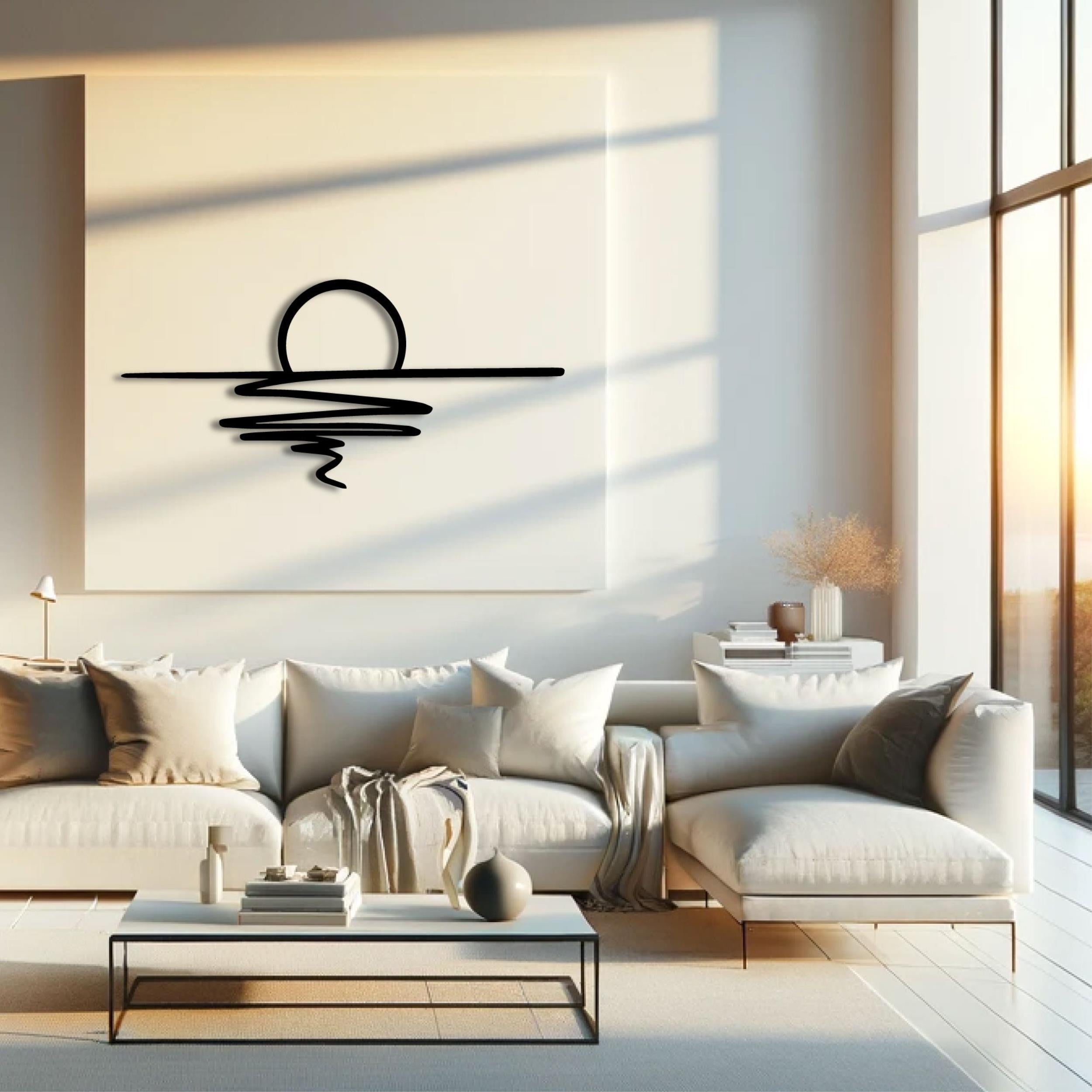 Sunset Metal Wall Art (120x56cm) displayed on a wall