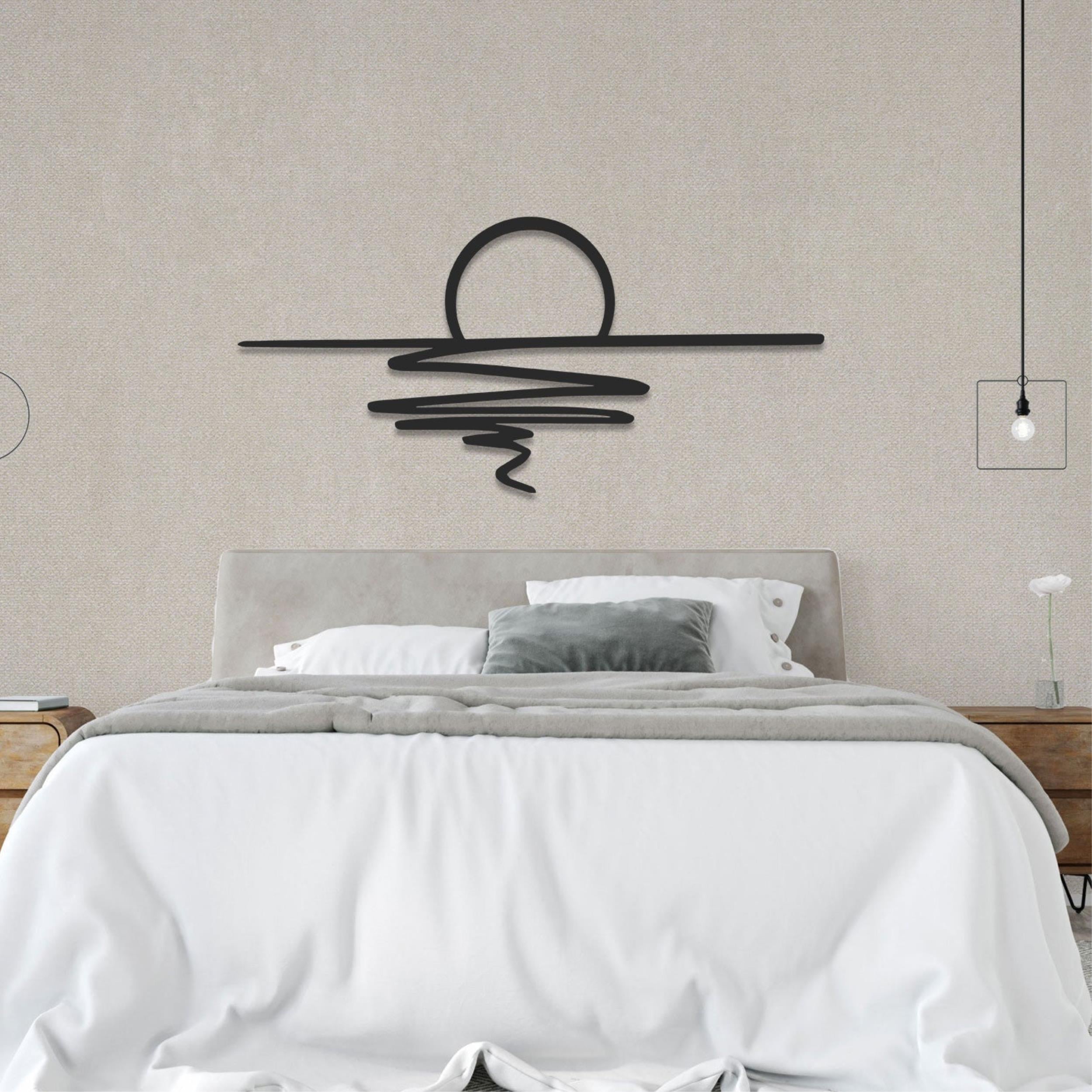 Sunset Metal Wall Art (120x56cm) displayed on a wall – view 2