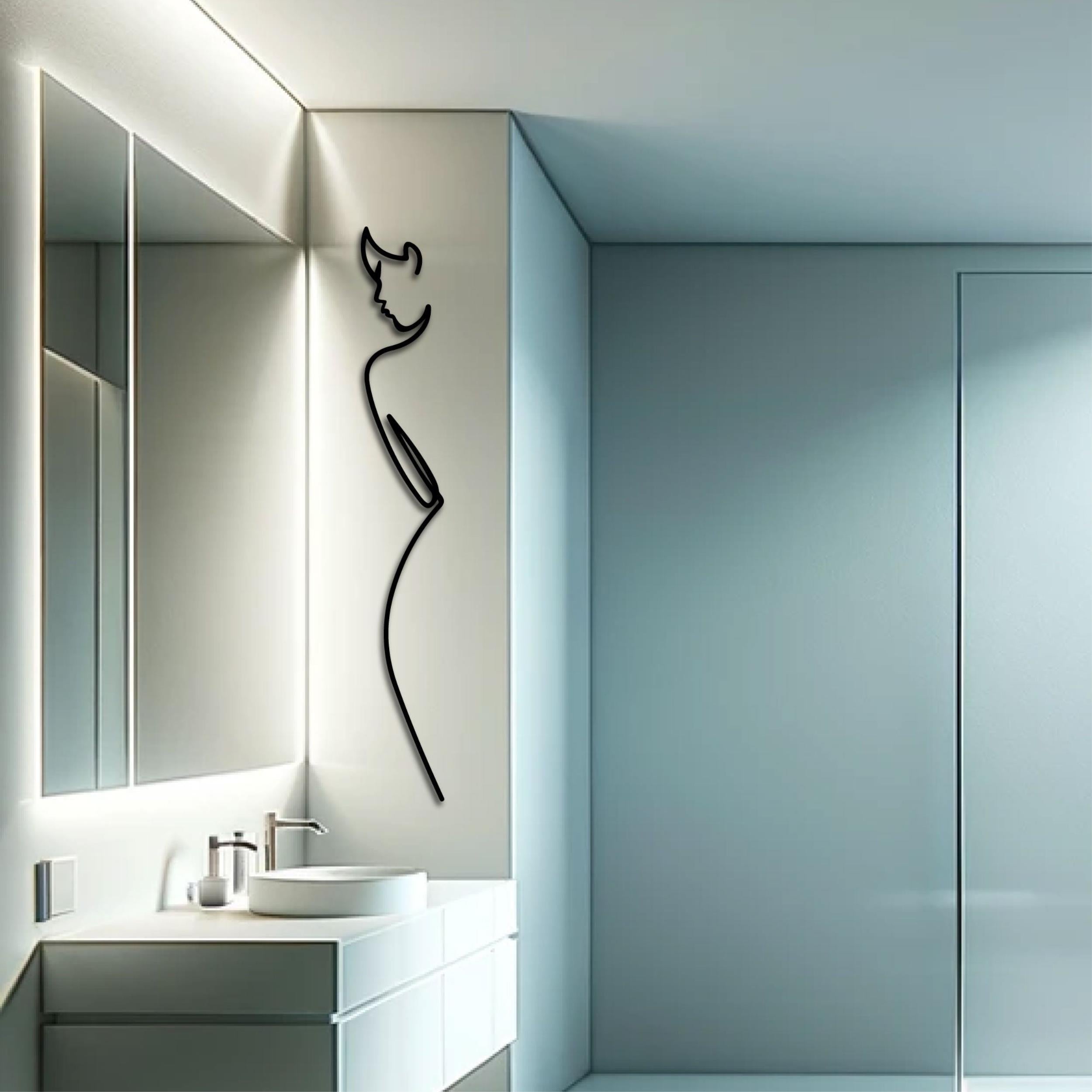 Minimalist Elegance metal wall art, 17x120cm, alternate angle view