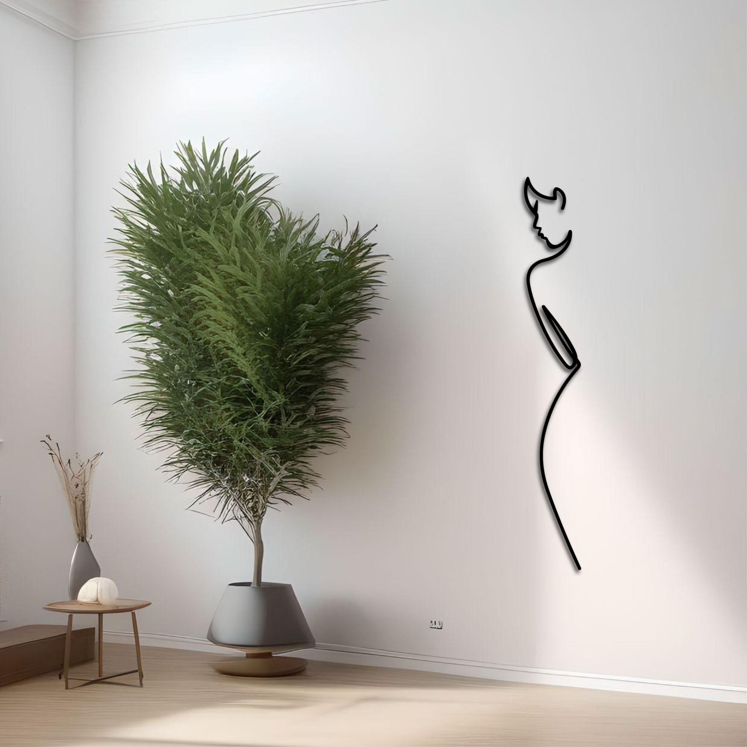 Minimalist Elegance metal wall art, 17x120cm, in Texture Black finish
