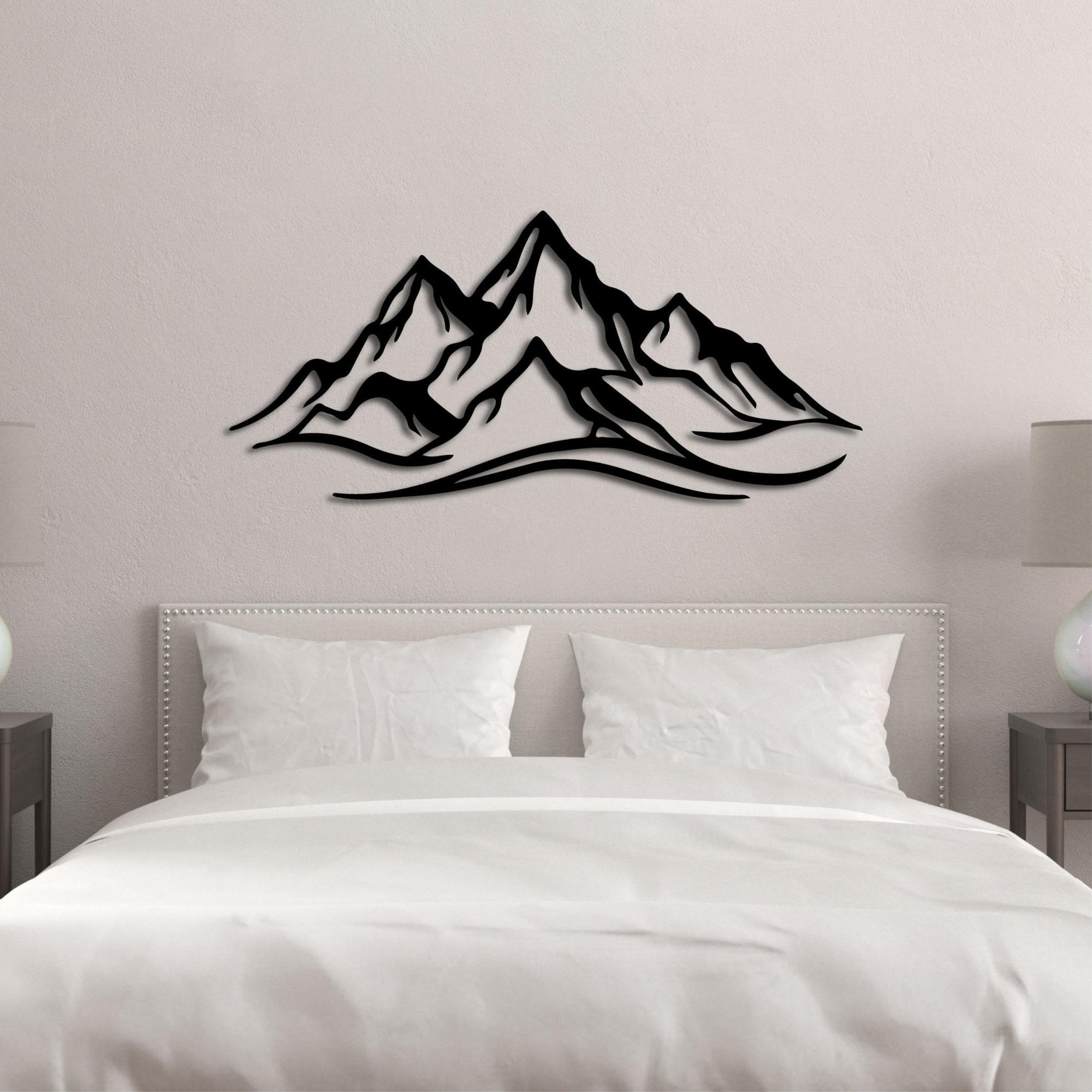 Mountain Metal Wall Art (120cm) displayed on a wall