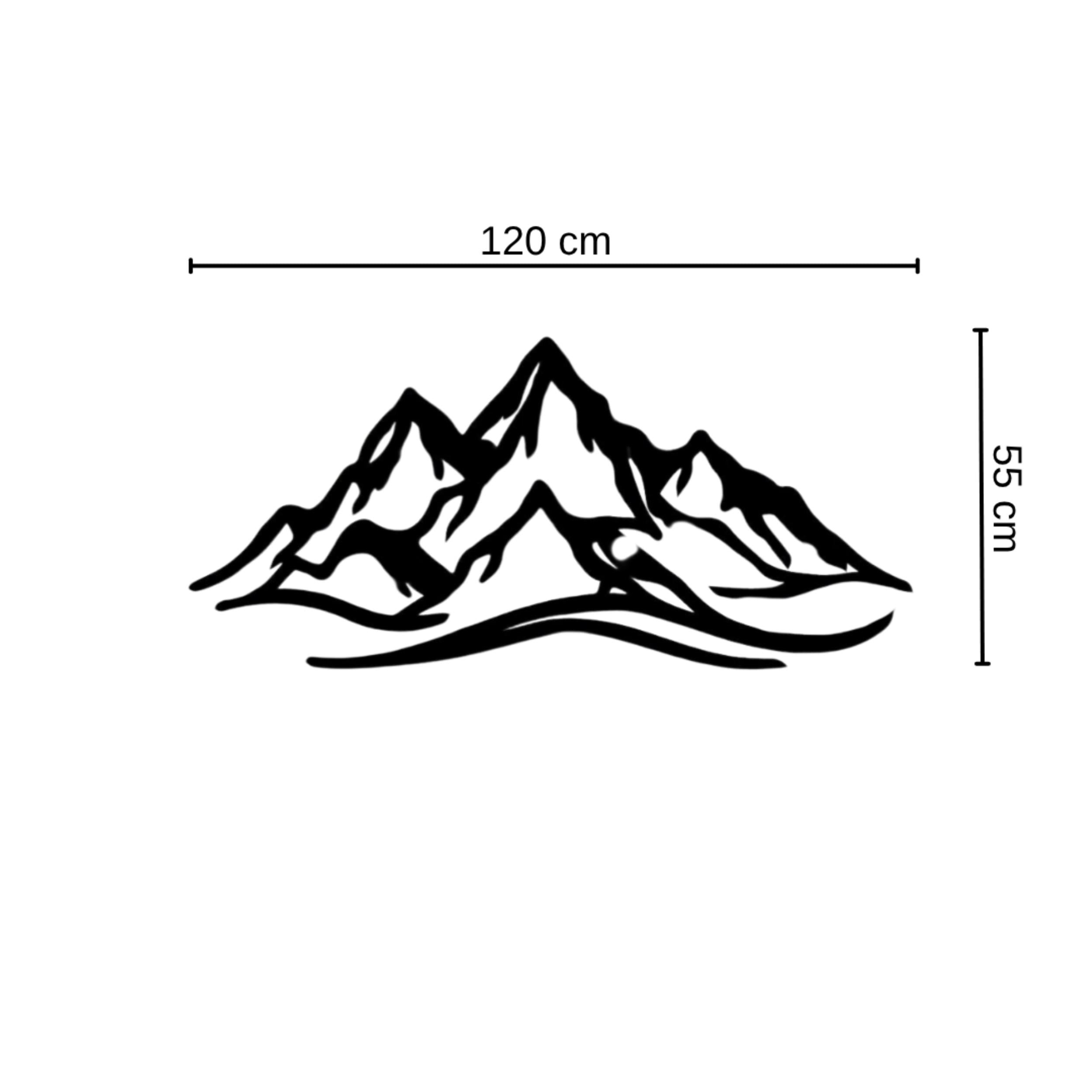Mountain Metal Wall Art size diagram showing 120cm dimensions