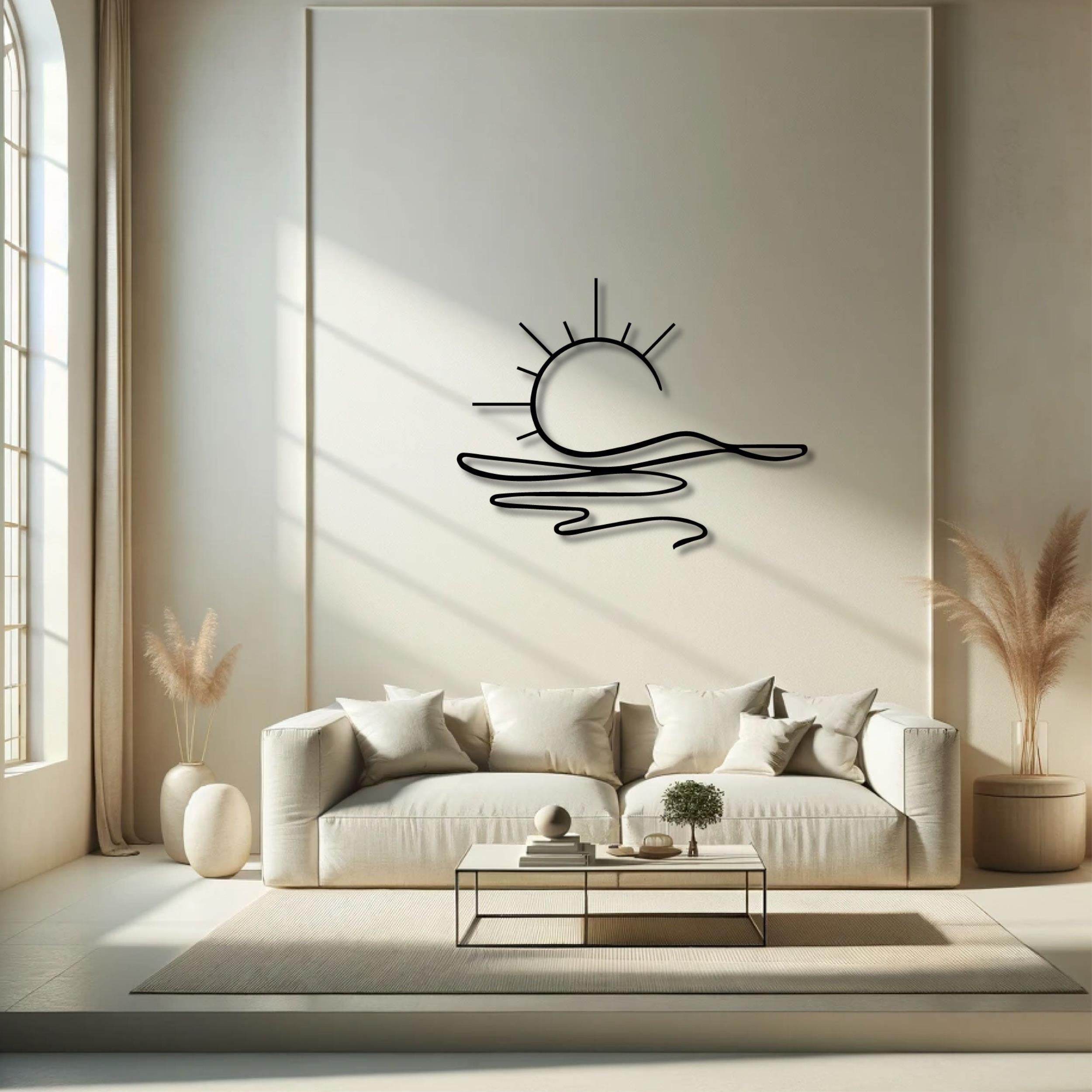 Sunny Metal Wall Art (75cm) displayed on a wall