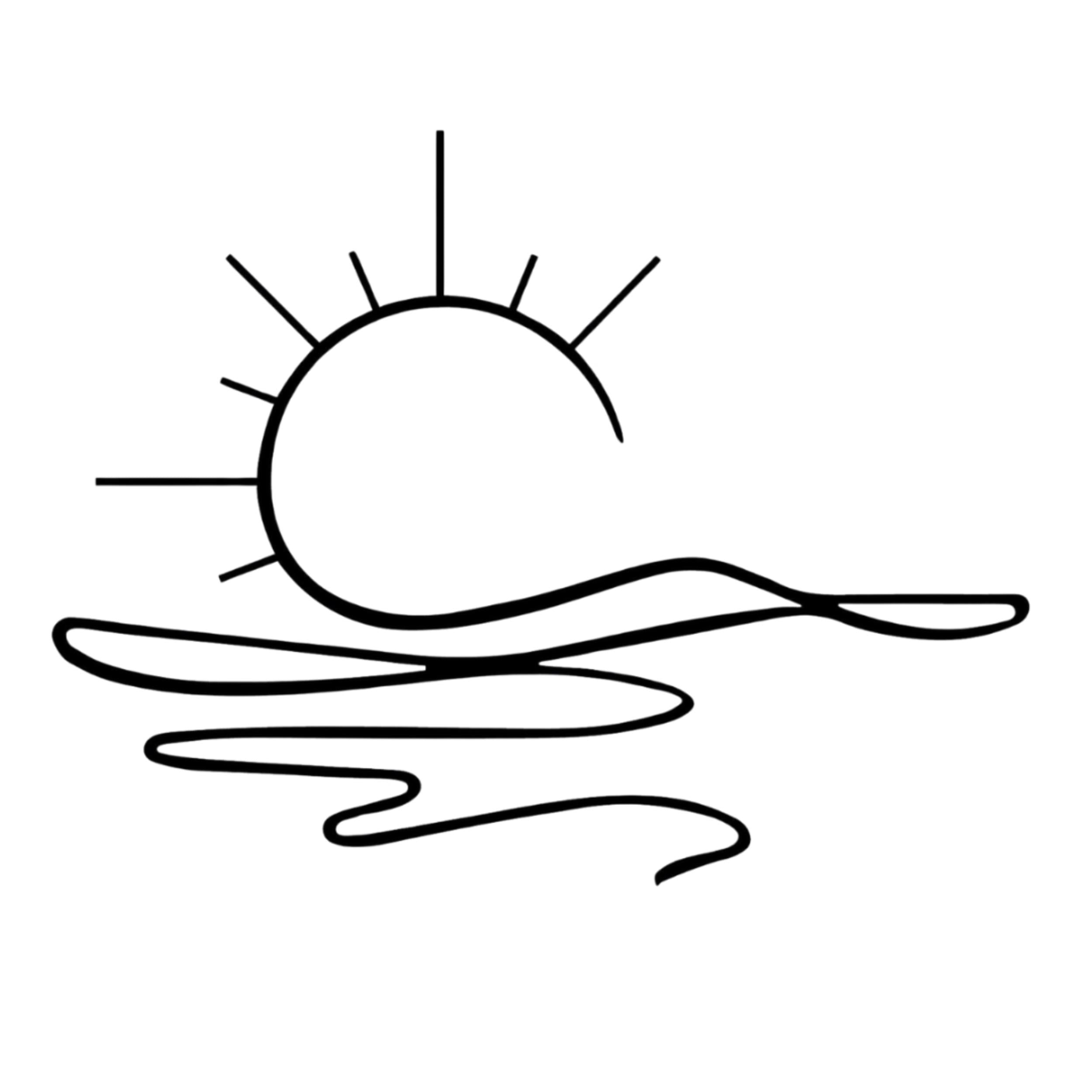 Sunny Metal Wall Art (75cm) on a white background, sun and waves, single-line design