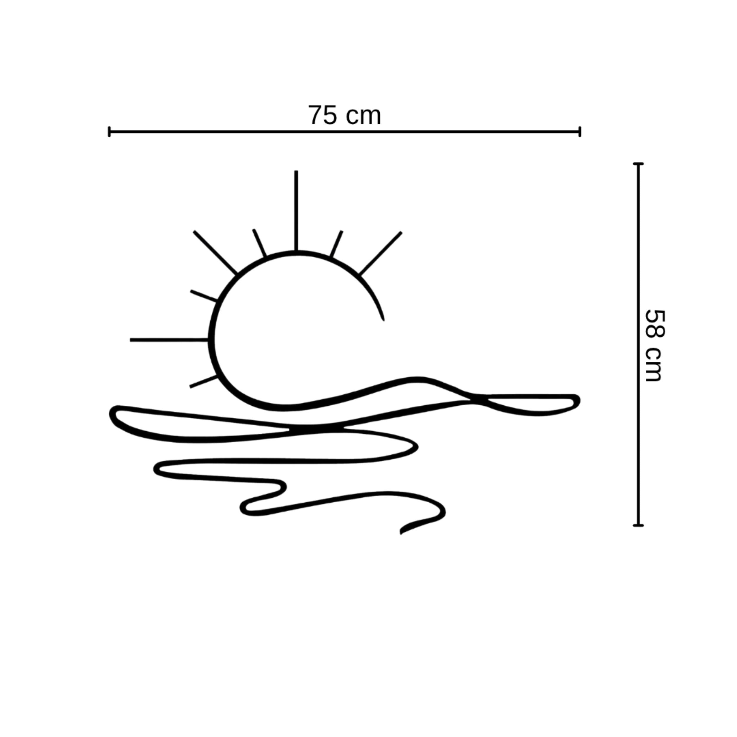 Sunny Metal Wall Art size diagram showing 75cm dimensions