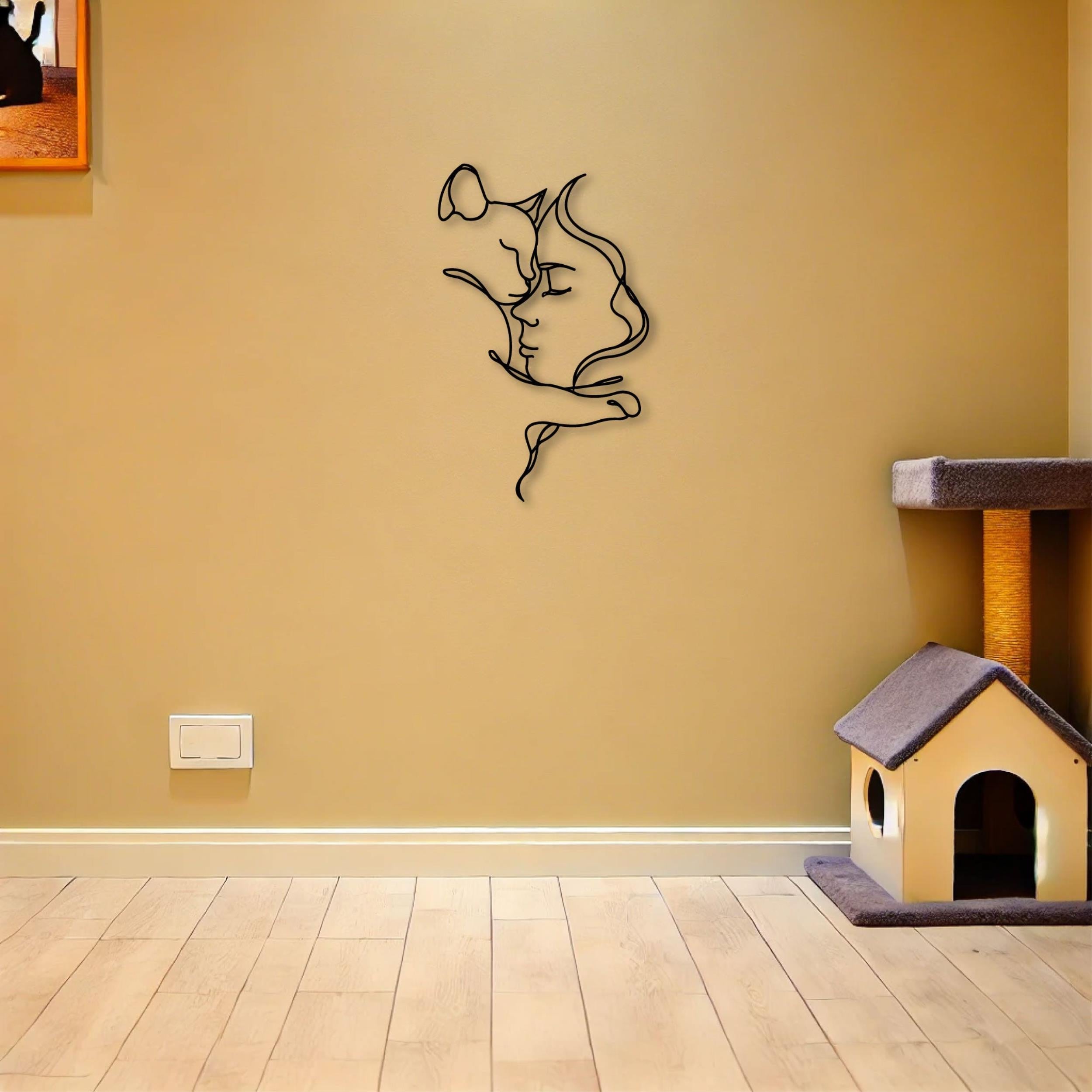 Cat Lover Metal Wall Art (70cm) displayed on a wall