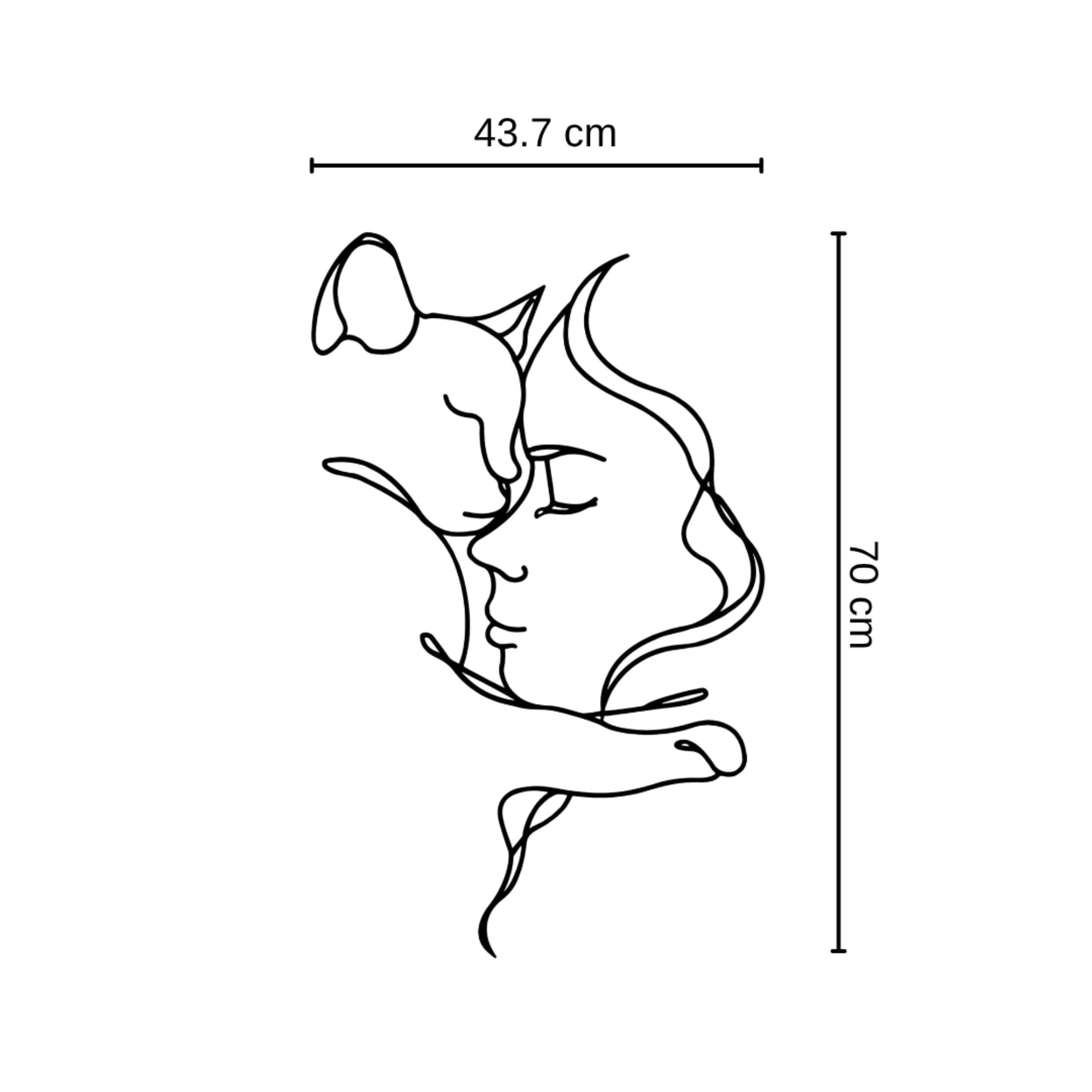 Cat Lover Metal Wall Art size diagram showing 70cm dimensions
