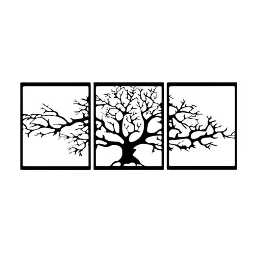 Triptych Platanus metal wall art, 144x60cm, shown on a plain white background