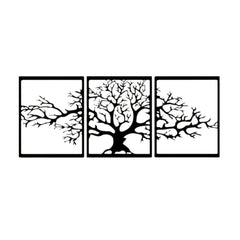 Metal Wall Art-Triptych Platanus 60 Cm – Texture Black