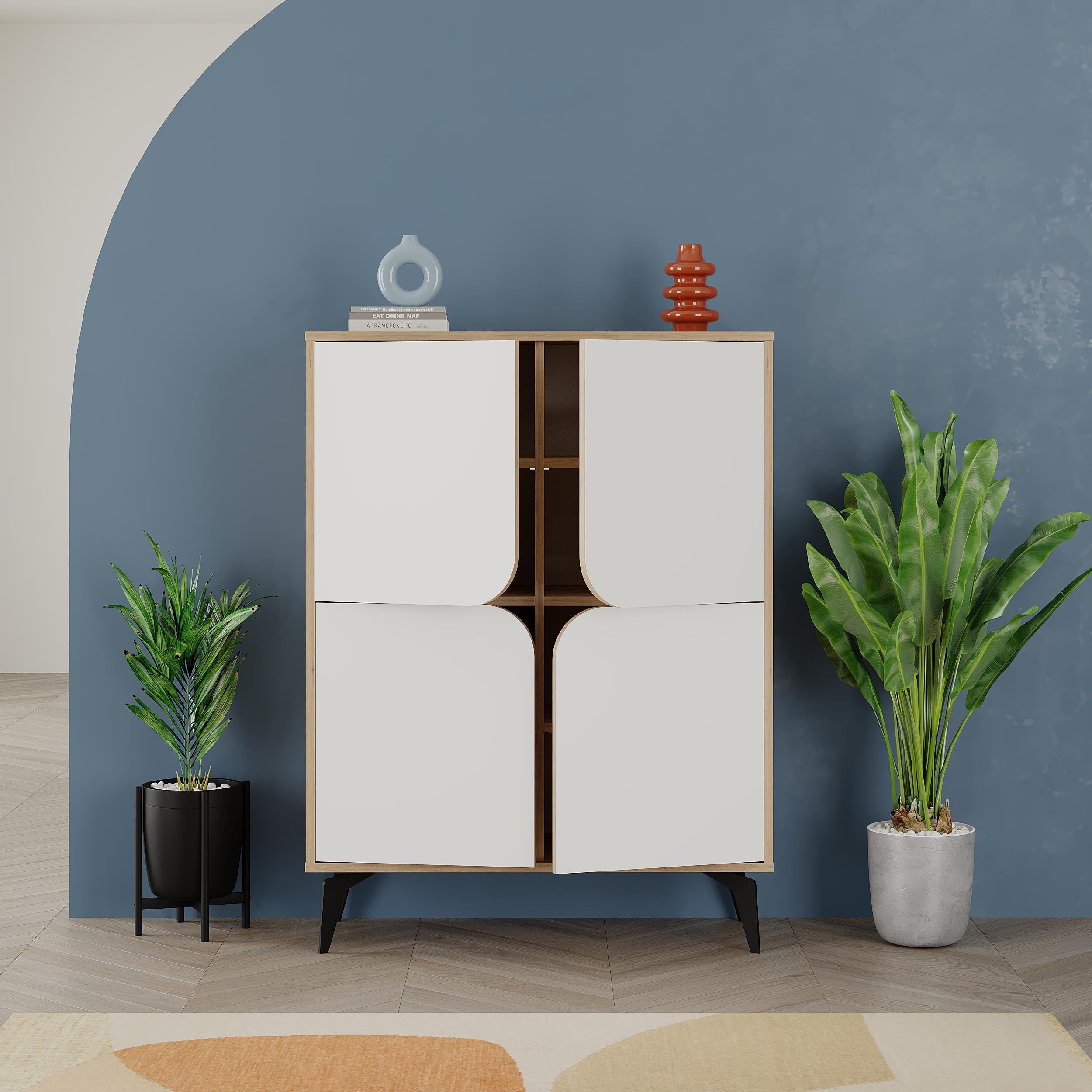 Spark Multipurpose Hallway Cabinet - 90cm 4 Door Cabinet