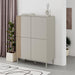 Vena Multipurpose Cabinet-Sideboard – (metal Sandstone) Sandstone,Natural Oak