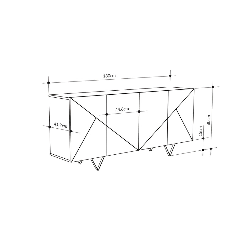Jakomen 4 Door Sideboard Storage Unit - Additional Image 3