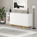 Stockton Modern Console Unit with Open Shelves – White,Sapphire Oak