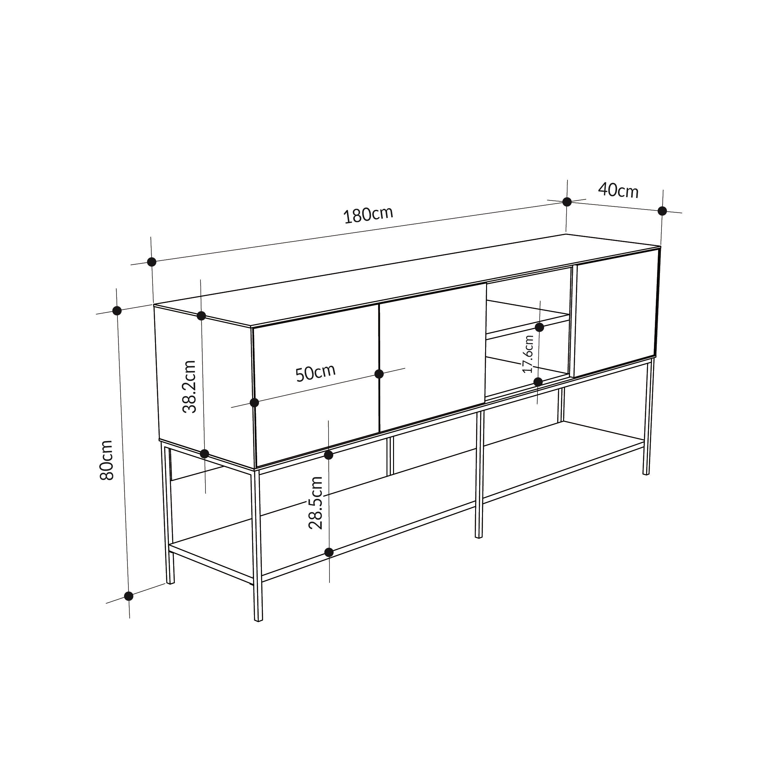 Amira Console Table – 180cm – Modern Sideboard & Storage Unit - Additional Image 13