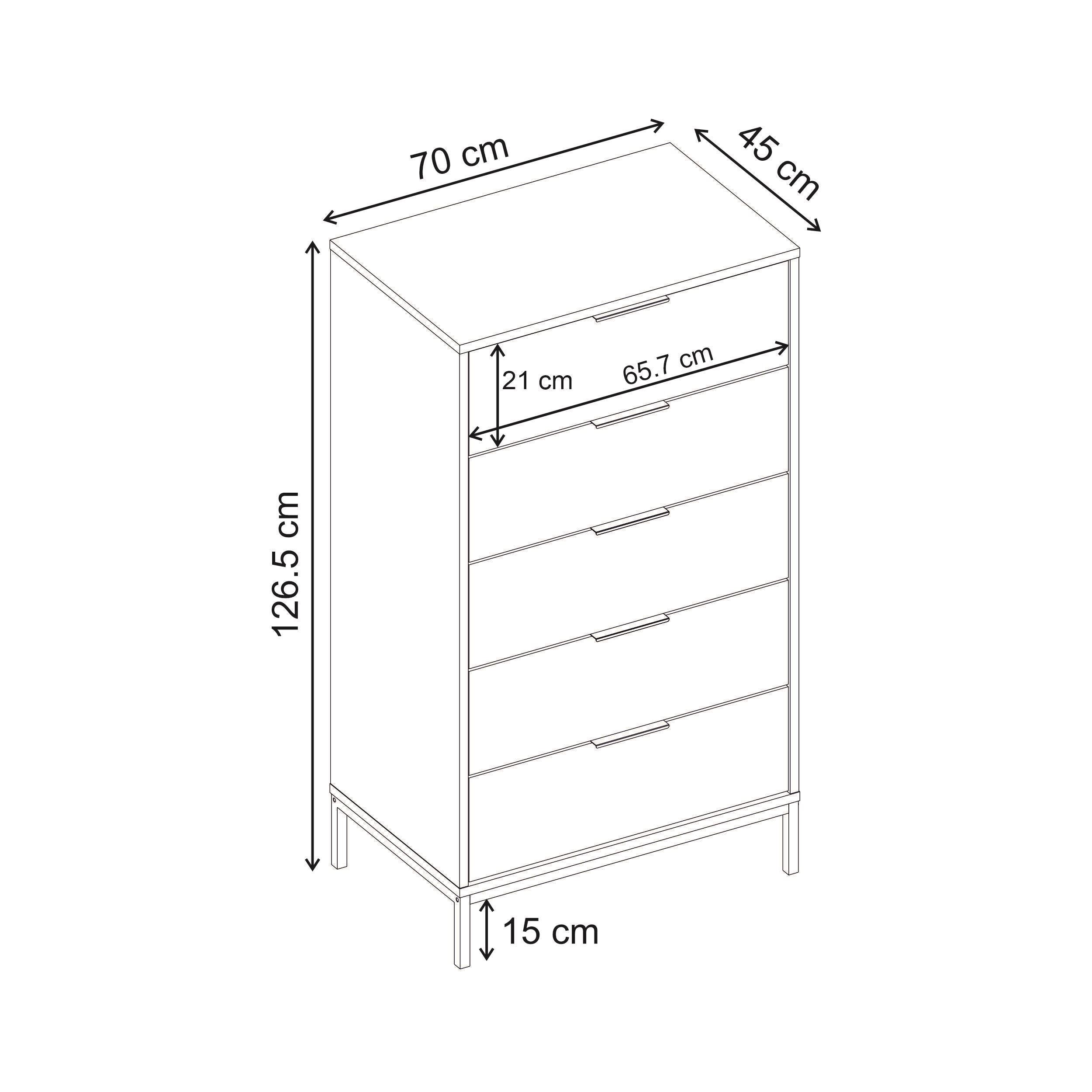 Mars 5 Drawer Dresser Deep Oud 70cm - Additional Image 3
