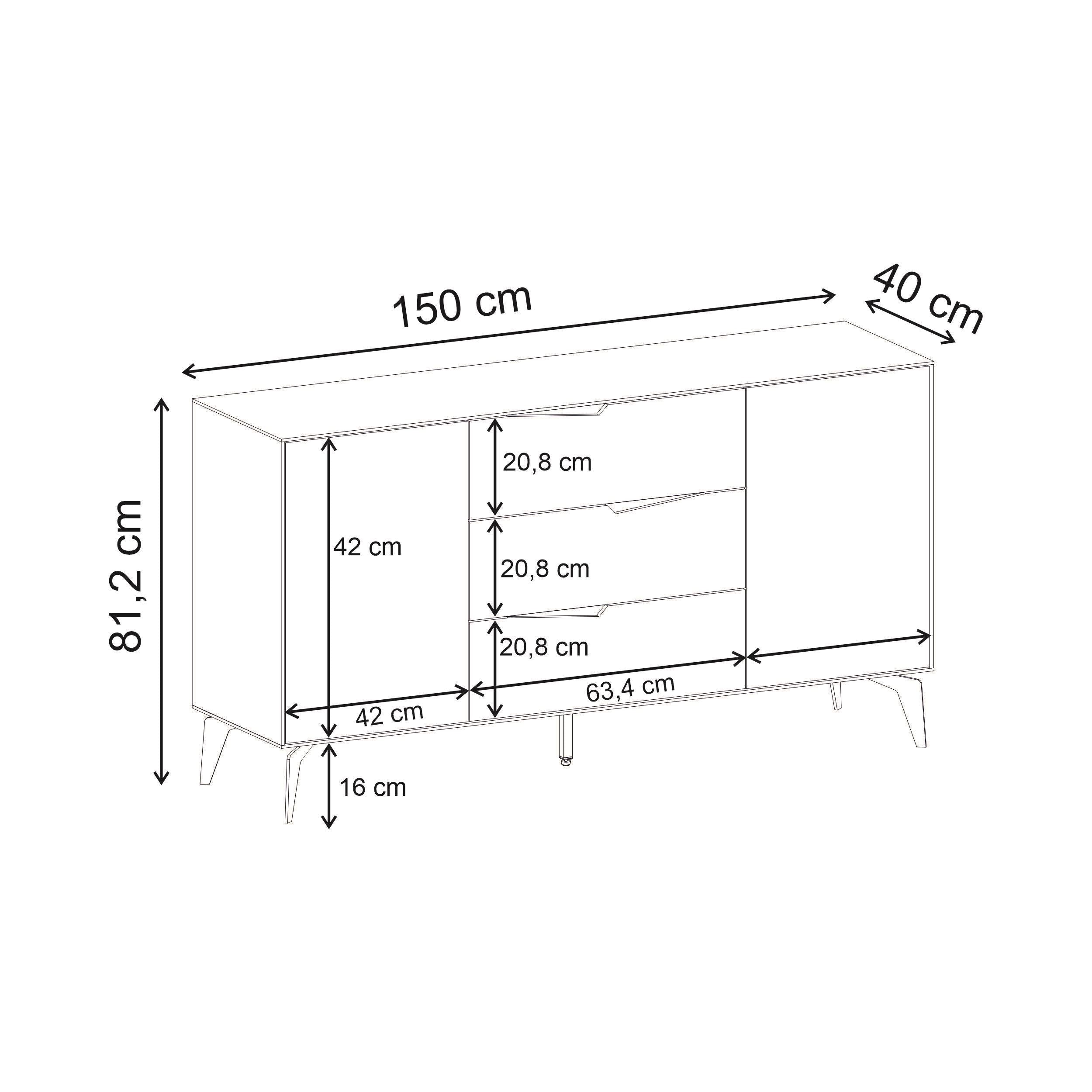 Jaden Console Sideboard - dimensions