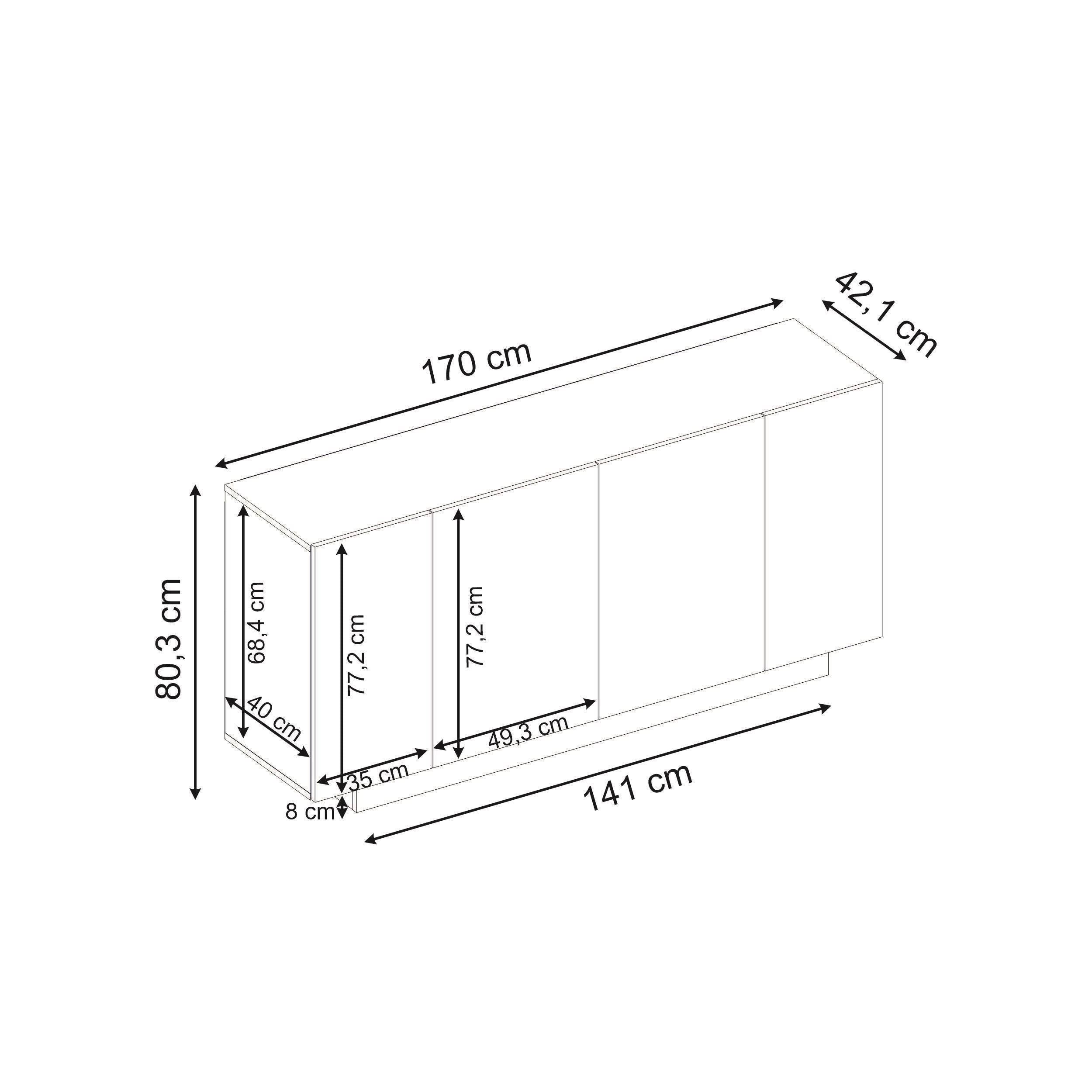 Victor Console Sideboard 4 Doors dimensions