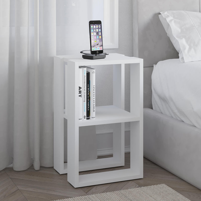 Lonie Modern Bedside Table Bedroom Furniture Width 34cm – White