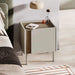 Norm Modern Bedside Table with Soft-Close Door Storage and Metal Legs – Natural Oak, Sandstone (Sandstone Metal Legs)