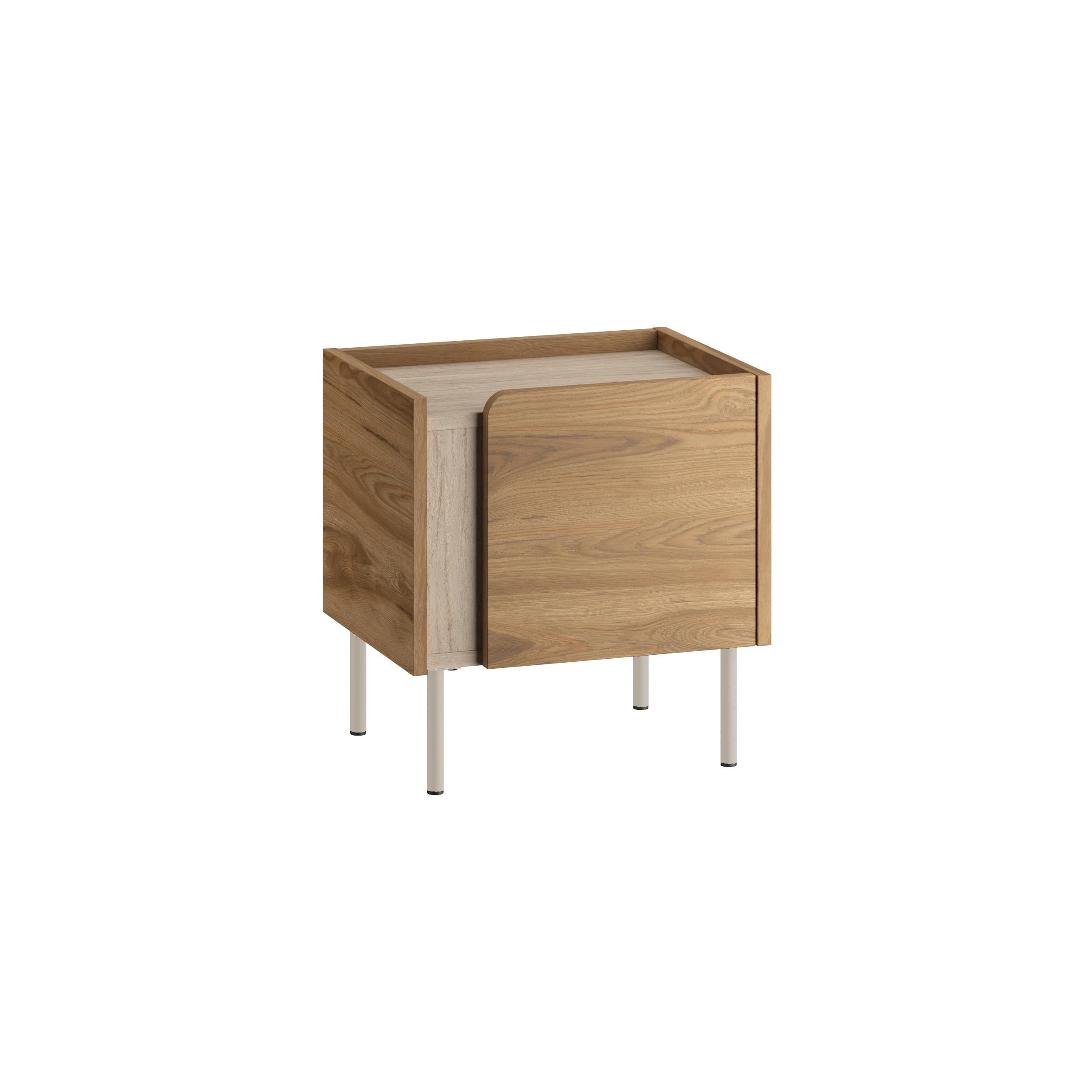 Norm Modern Bedside Table with Soft-Close Door Storage and Metal Legs - Additional Image 2
