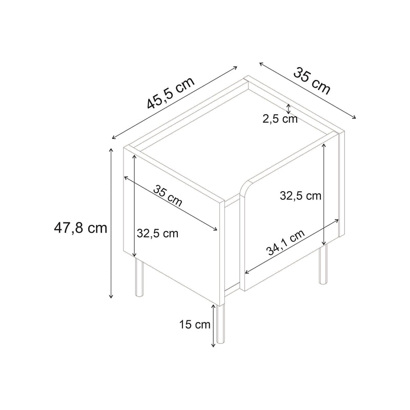 Norm Modern Bedside Table with Soft-Close Door Storage and Metal Legs - Additional Image 6