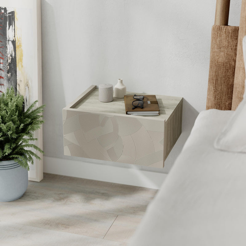 Onda Wall Mounted Nightstand with Drawer