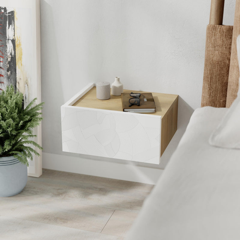 Onda Wall Mounted Nightstand with Drawer