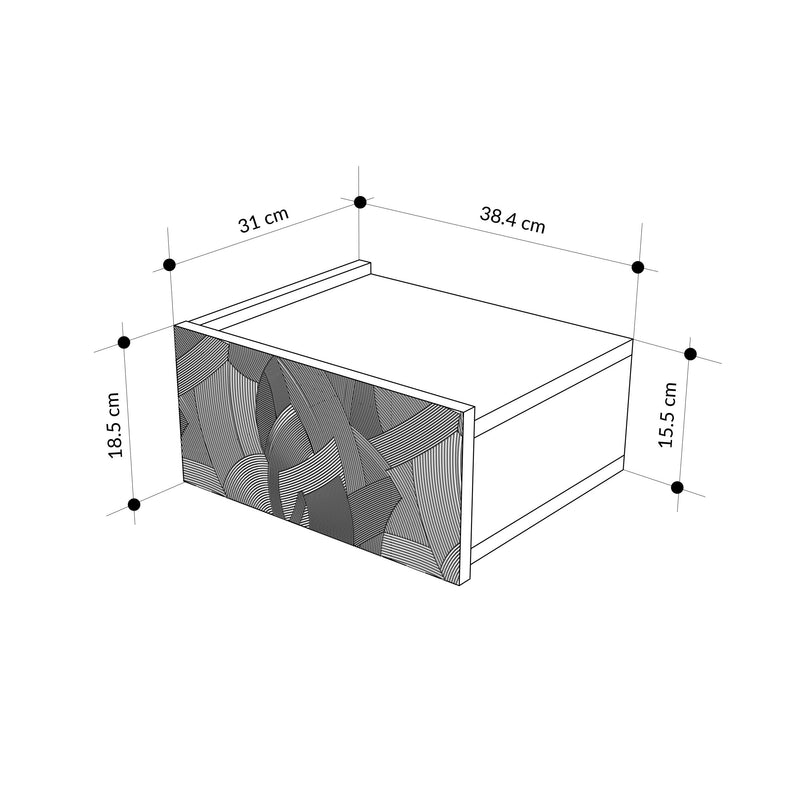Onda Wall Mounted Nightstand with Drawer and LED - Additional Image 6