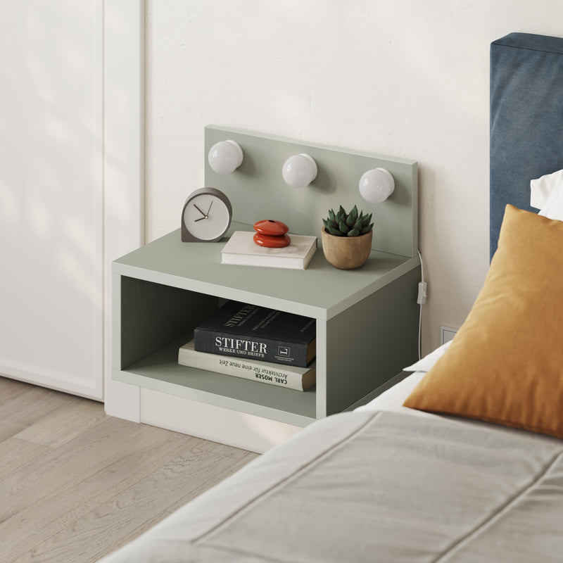Treo Wall Mounted Nightstand with LED Lights