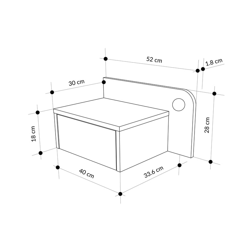 Dotta Wall Mounted Nightstand – Floating Bedside Table - Additional Image 8