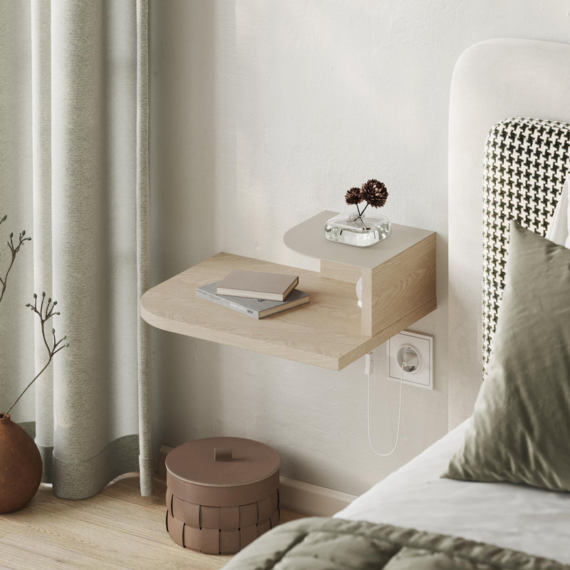 Luno Floating Bedside Shelf with LED Reading Light