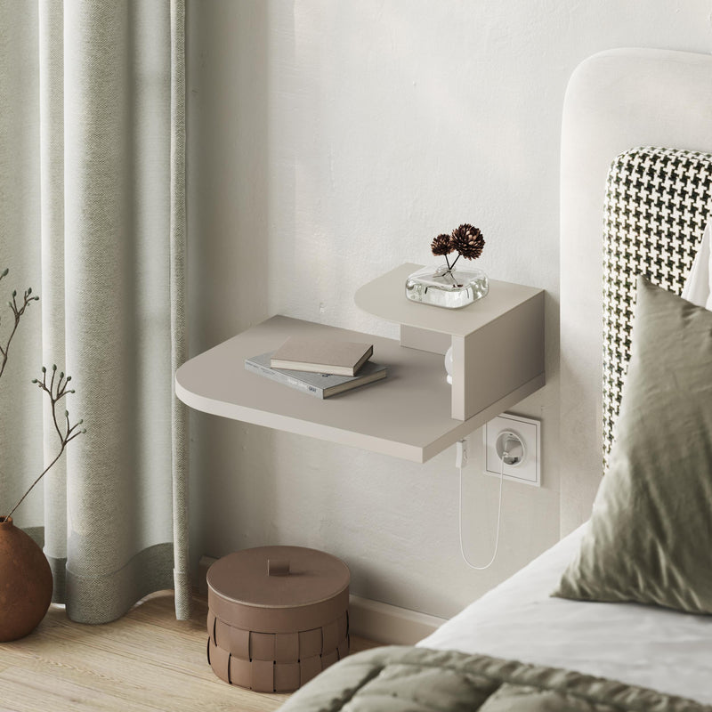 Luno Floating Bedside Shelf with LED Reading Light