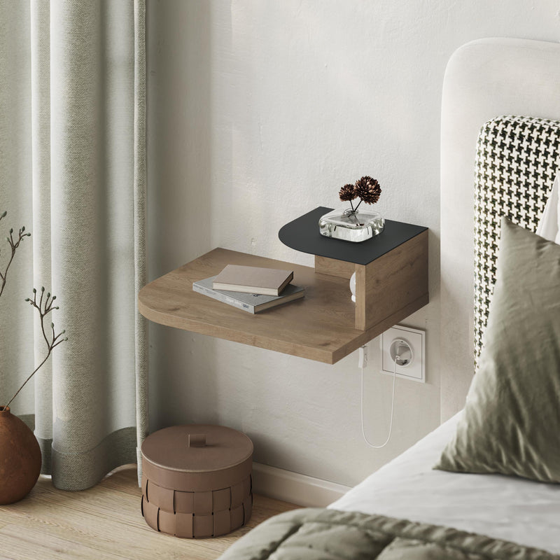 Luno Floating Bedside Shelf with LED Reading Light