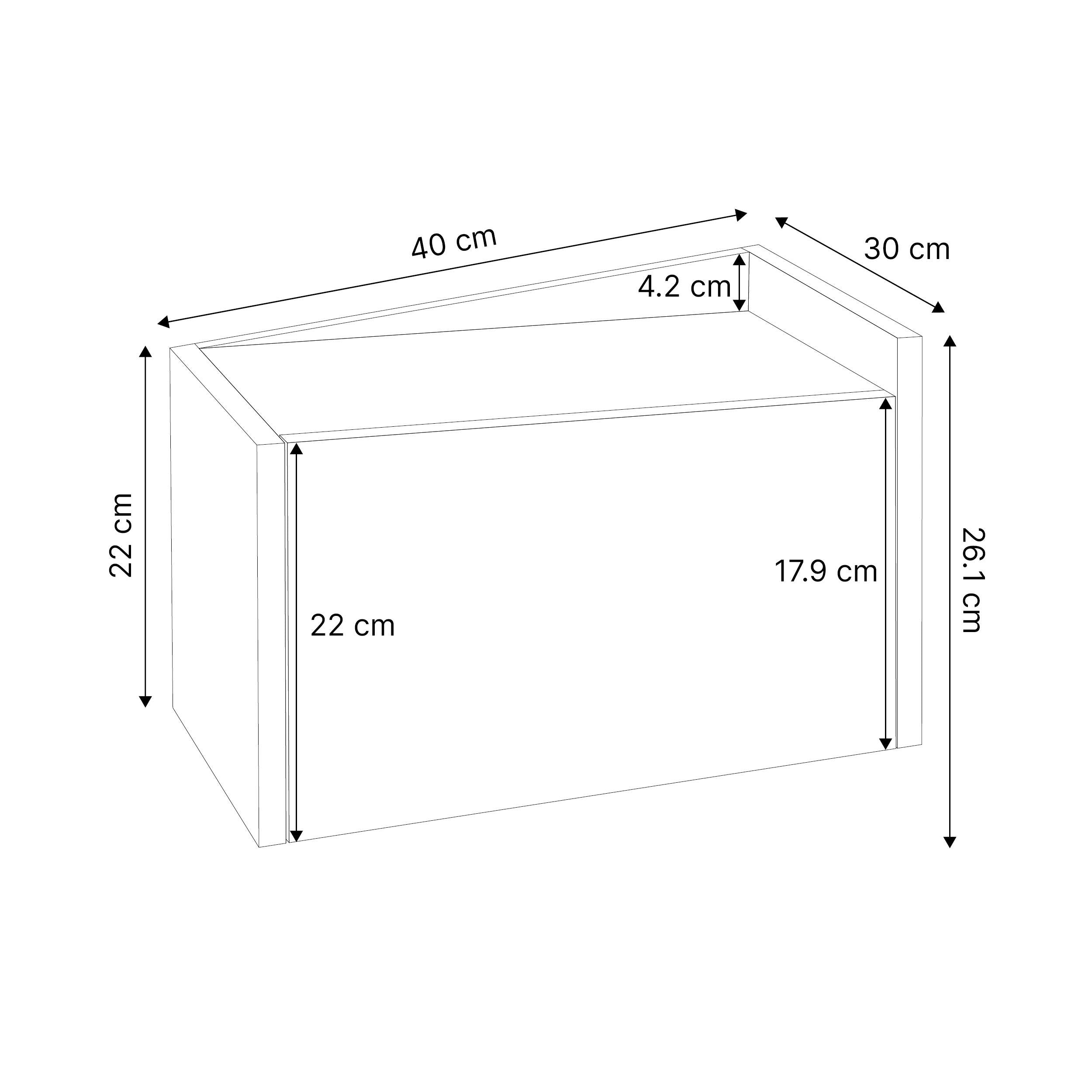 Diago Floating Bedside Table Right - dimensions