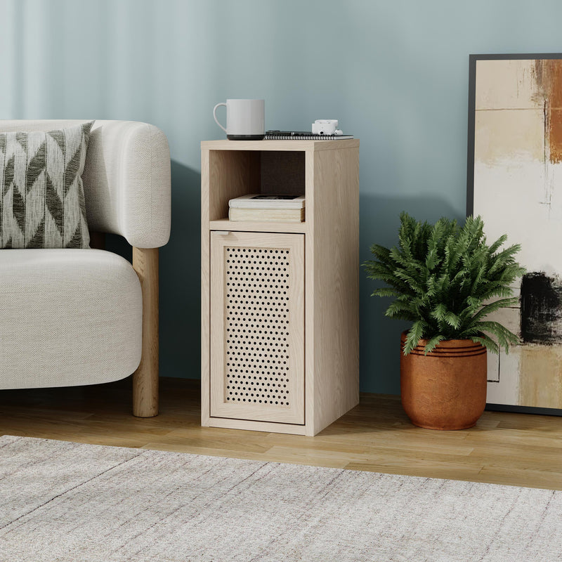 New Inca Bedside Table with Open Shelf & Cabinet