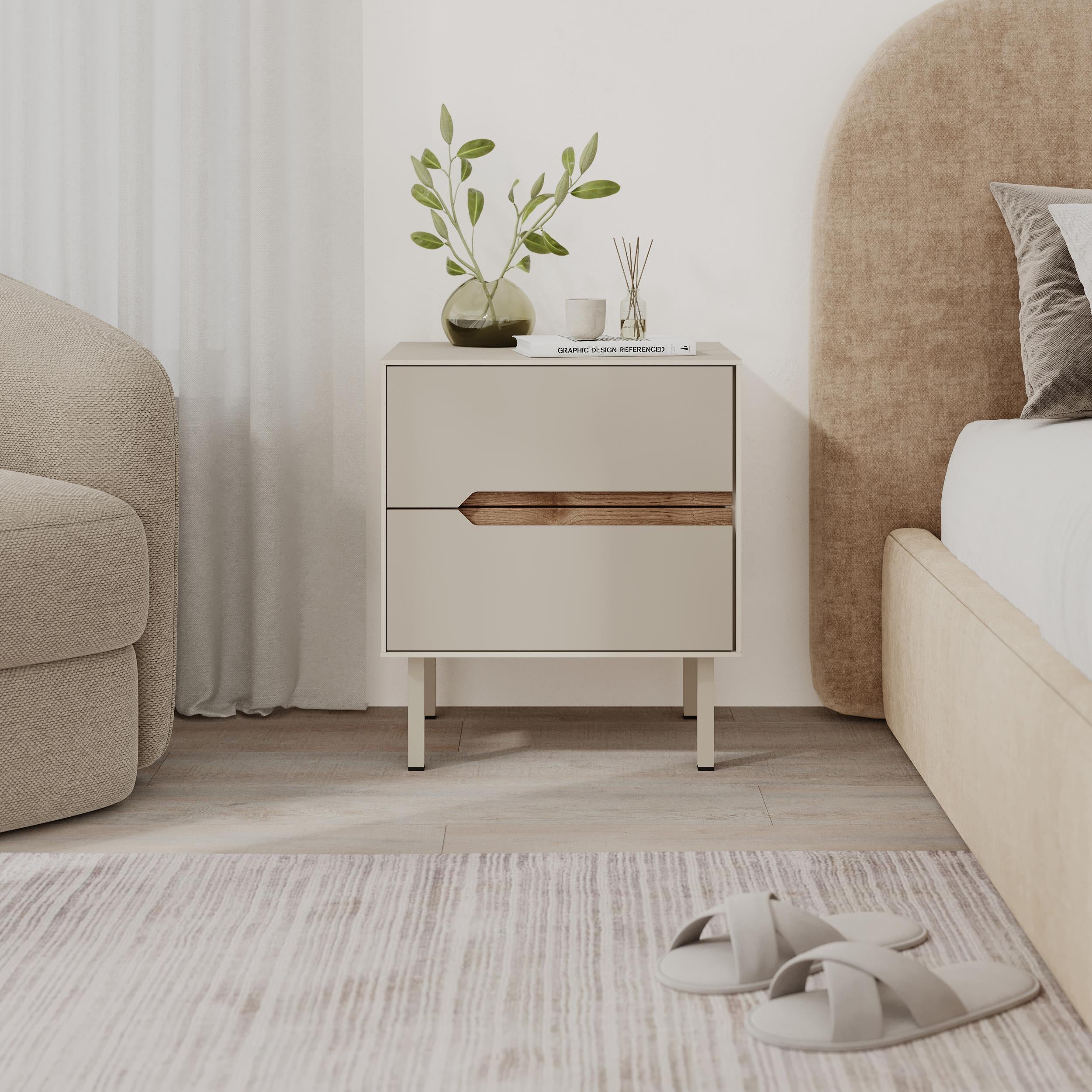 Arch Modern Bedside Table - Bedside Table with Angled Cutout Handle