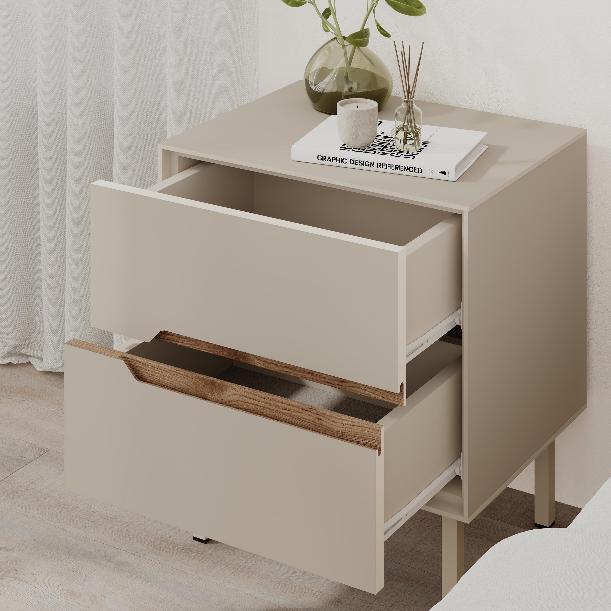 Arch Modern Bedside Table - open drawer detail