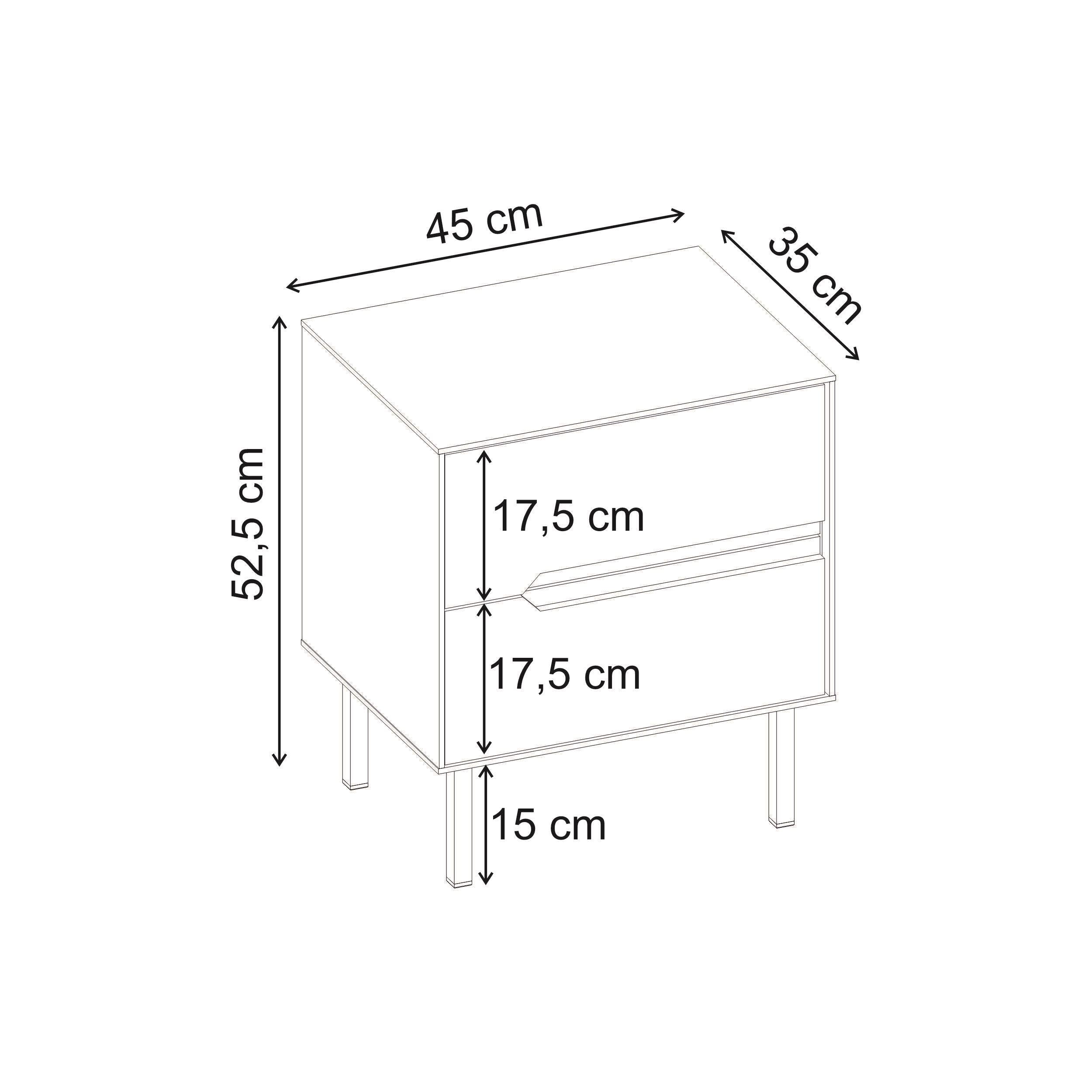 Arch Modern Bedside Table - dimensions