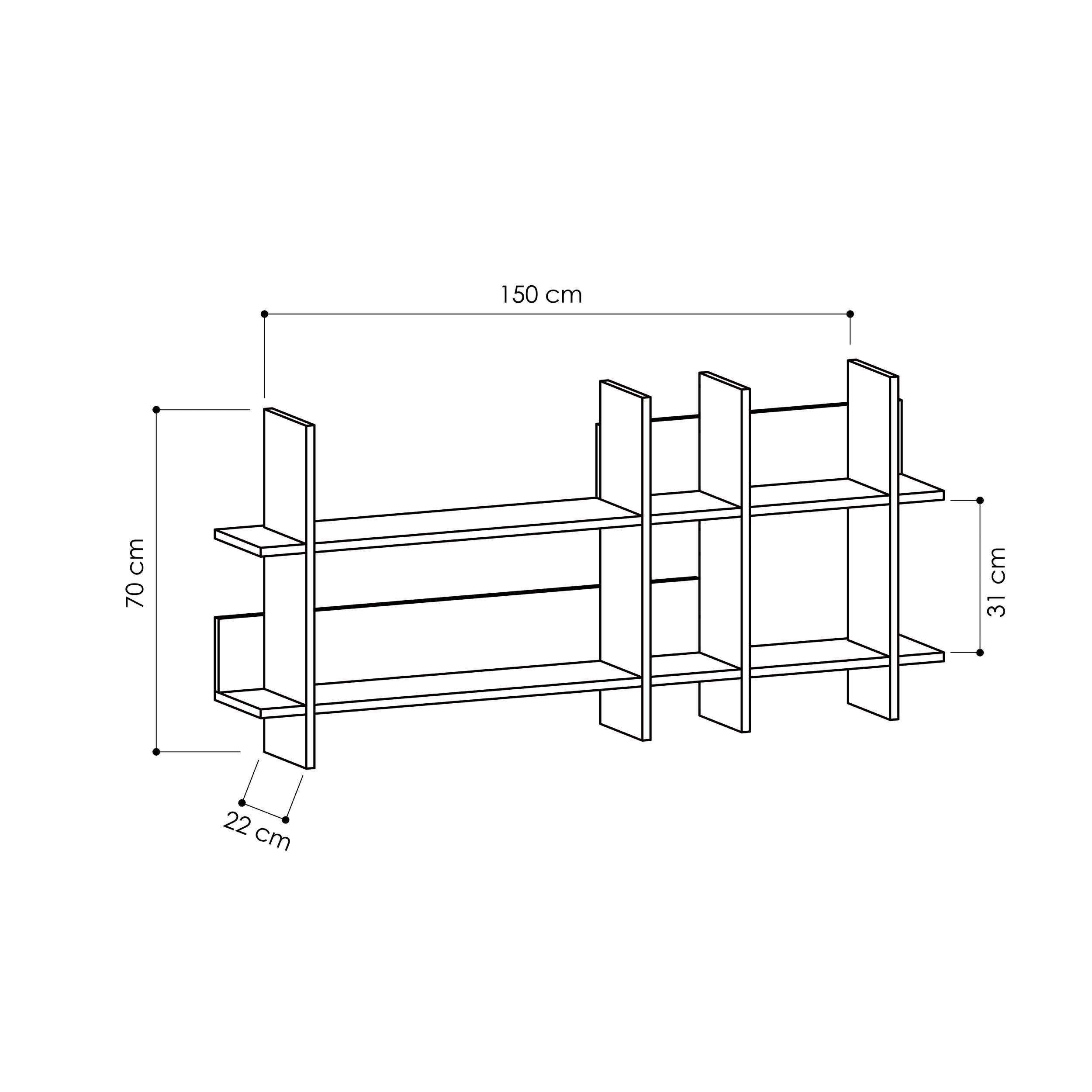 Beads Modern Wall Mounted Bookcase - Additional Image 9