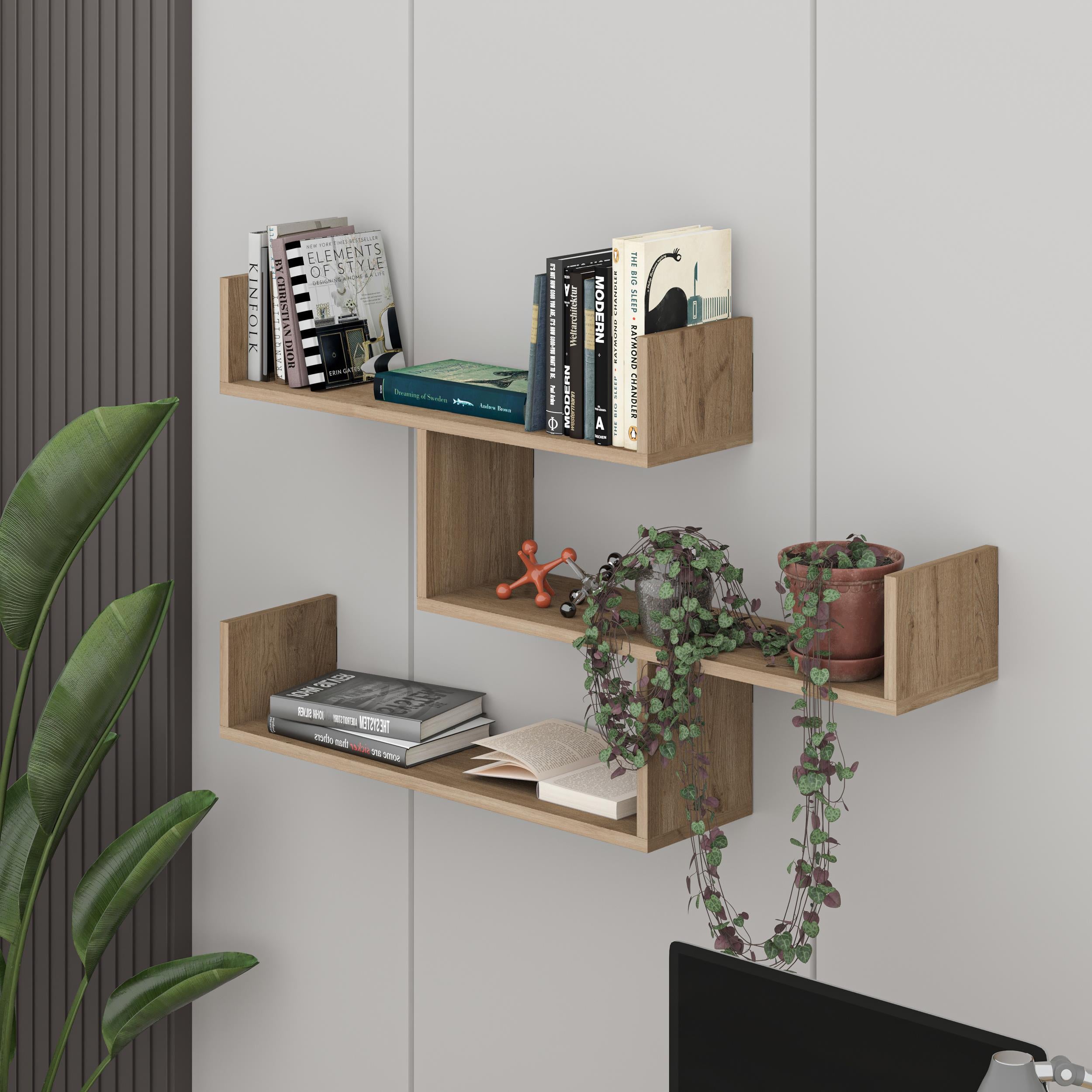 Tibet Wall Shelf Unit 119cm – styled in living room – Decortie