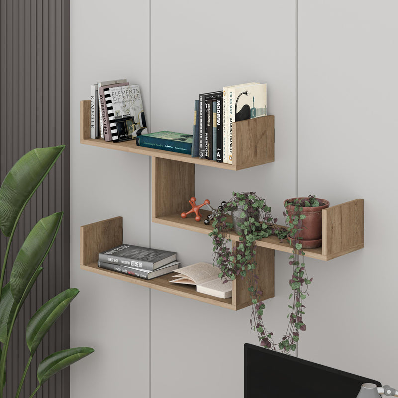 Tibet Wall Shelf Unit 119cm – styled in living room – Decortie