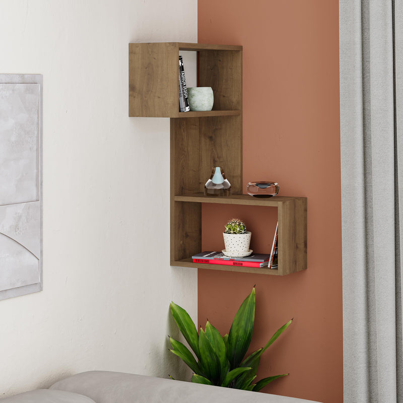 Part Modern Corner Shelf Narrow 82cm in Dark Oak