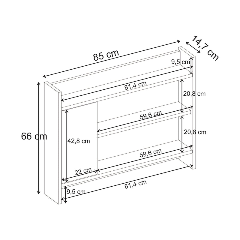 Fleet Wall Shelf – 85cm Wall-Mounted Unit with Cabinet - Additional Image 9