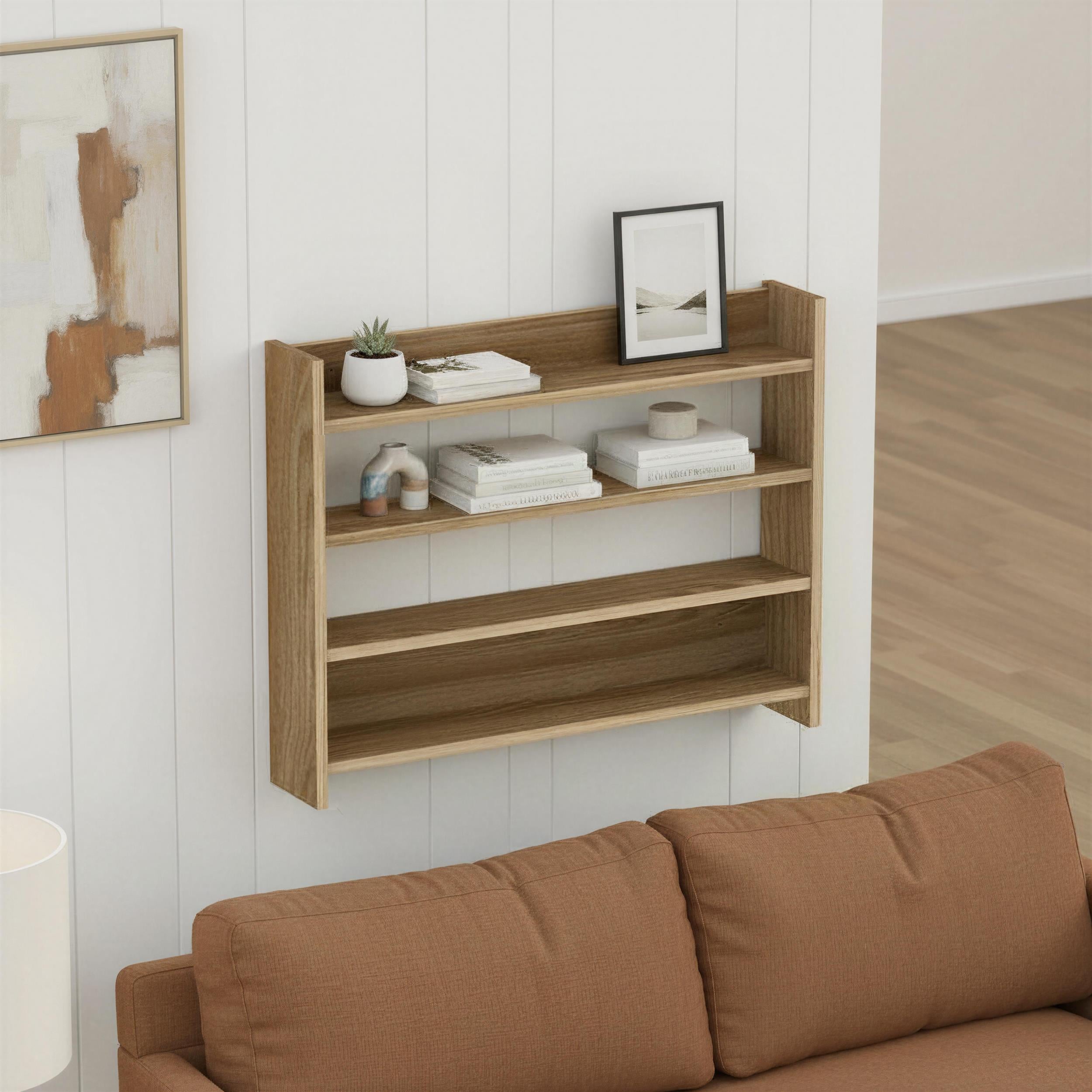 Lane 4-Tier Wall Shelf - styled in a living room setting