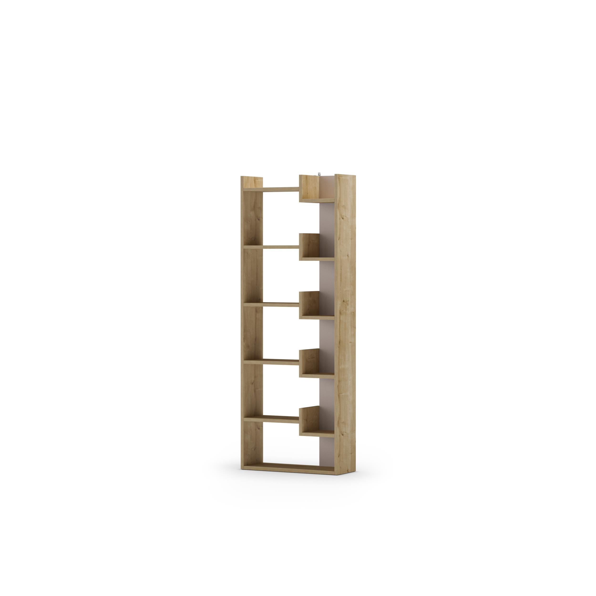 Oppa Modern Bookcase Display Unit Tall 162.4cm – Sapphire Oak,Light Mocha