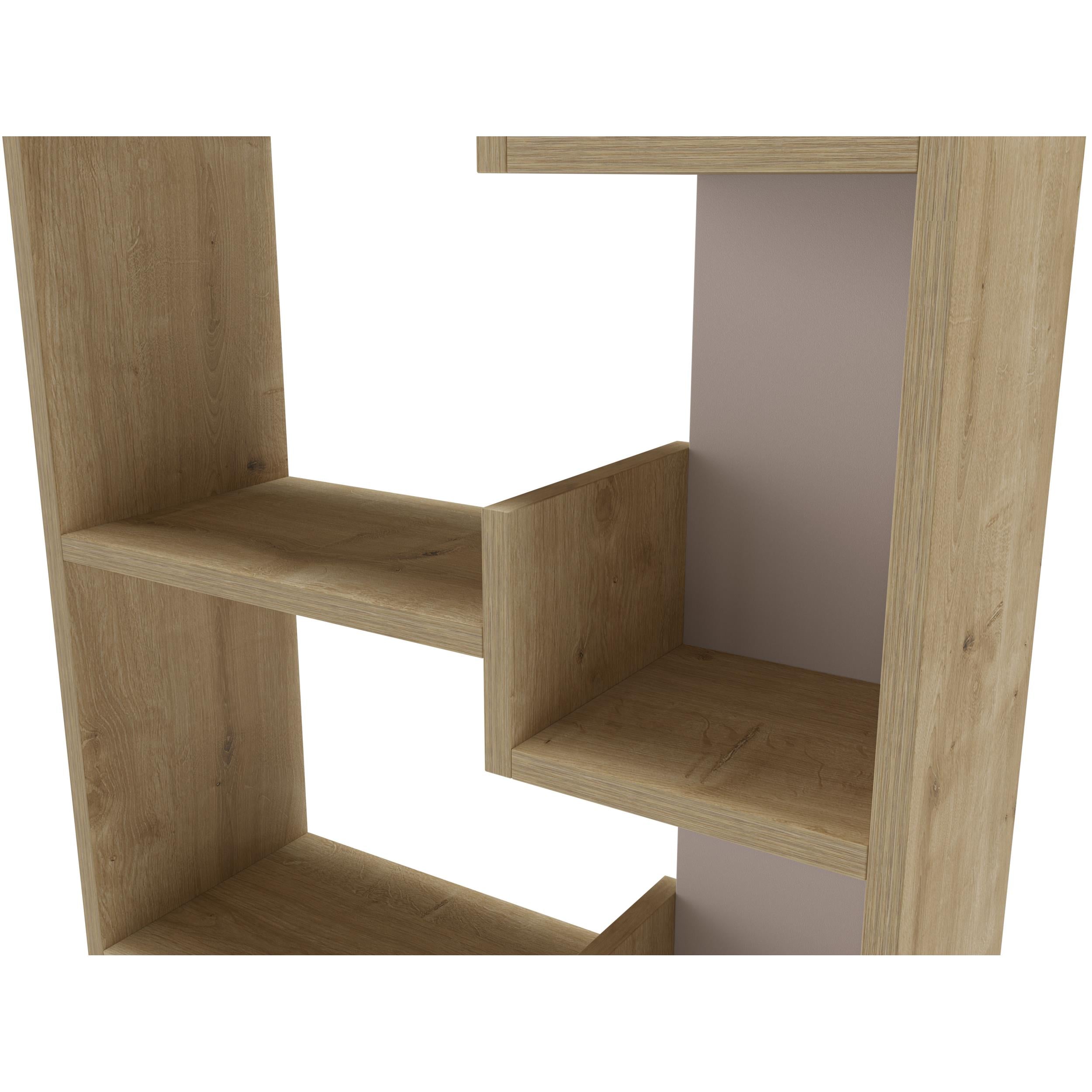 Oppa Modern Bookcase Display Unit Tall 162.4cm – Sapphire Oak,Light Mocha