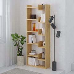 Oppa Modern Bookcase Display Unit Tall 162.4cm – Sapphire Oak,Light Mocha